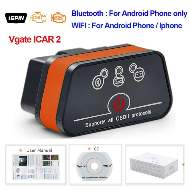 

Vgate iCar2 obd2 bluetooth-сканер ELM327 V2.2 obd 2 wifi icar 2 автомобильные инструменты elm 327 для android/PC/IOS считыватель кодов ICAR2 Bluetooth