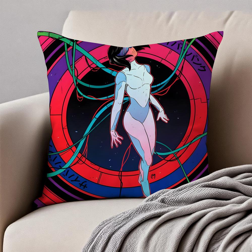 Classic Japanese Anime GGhost In The Shell Cushion Cover Pillowcase Antidustmite Invisible Zipper Short Plush Sofa Cushion