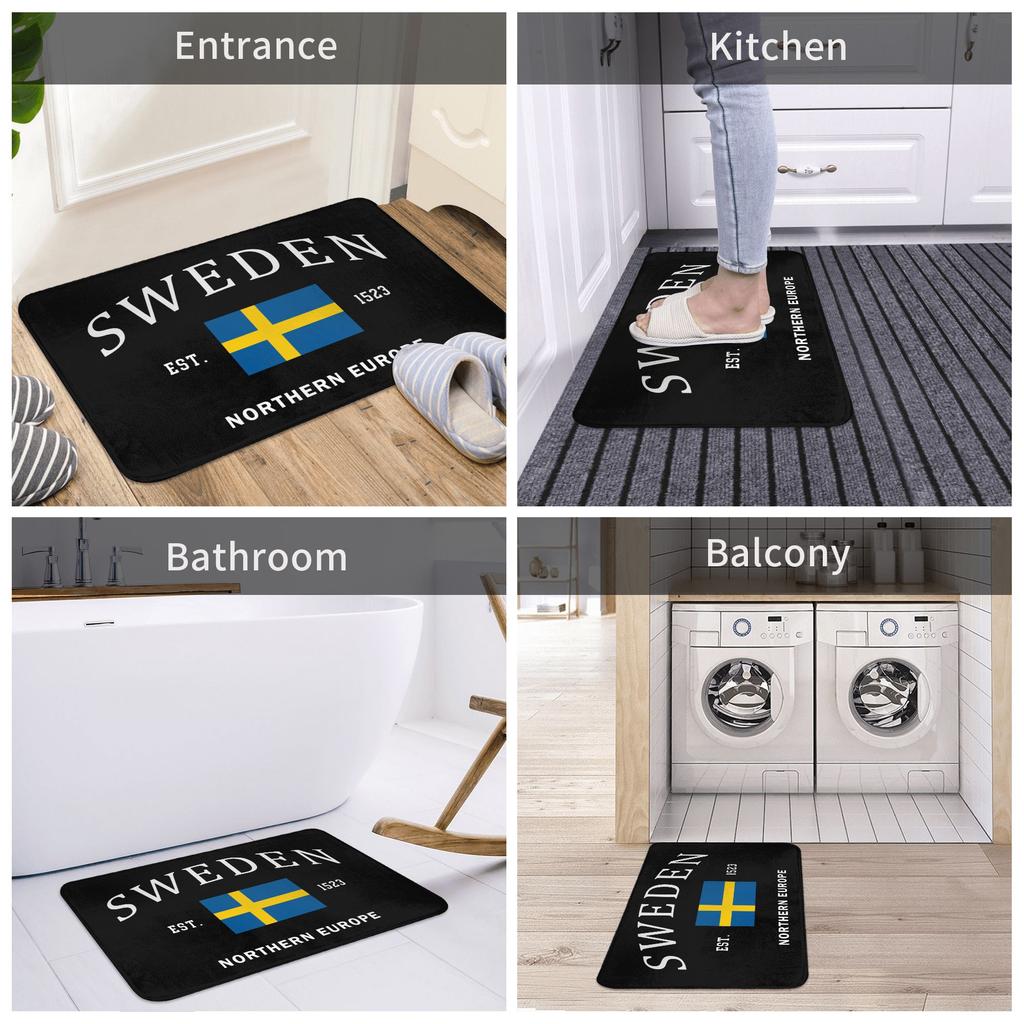 Schweden Fahne Fußmatte Rutschfest Badezimmer Küche Matte Garten Garage Tür Boden Eingang Teppich Teppich