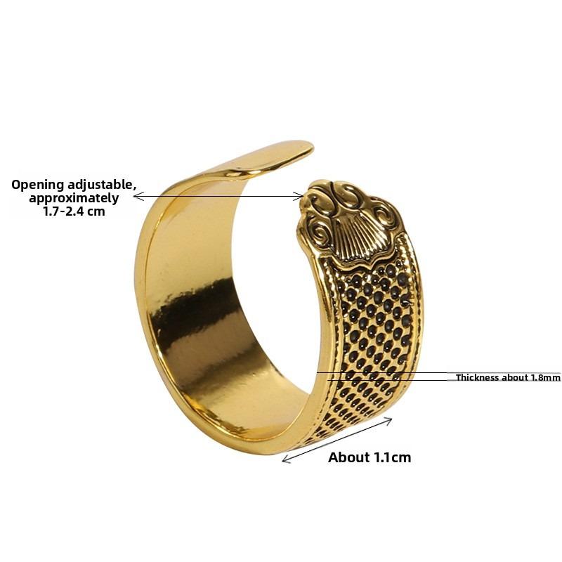 Thickened Top Stud Ring Needle Ring - Home Use - Handmade Sewing Aid - Old-fashioned Opening - Adjustable - Anti-slip Hand Protection
