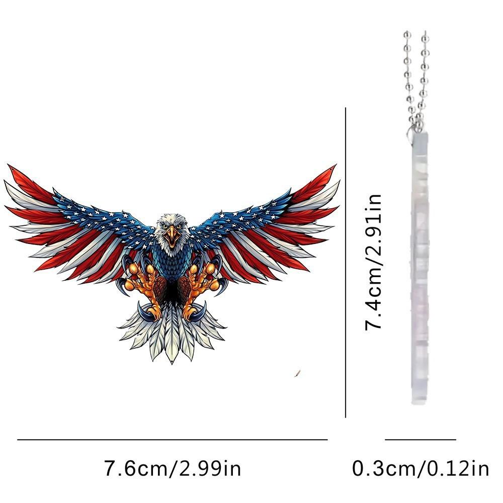 Acrylic American Unique Flag Eagle Car Interior Rearview Mirror Charm Keychain