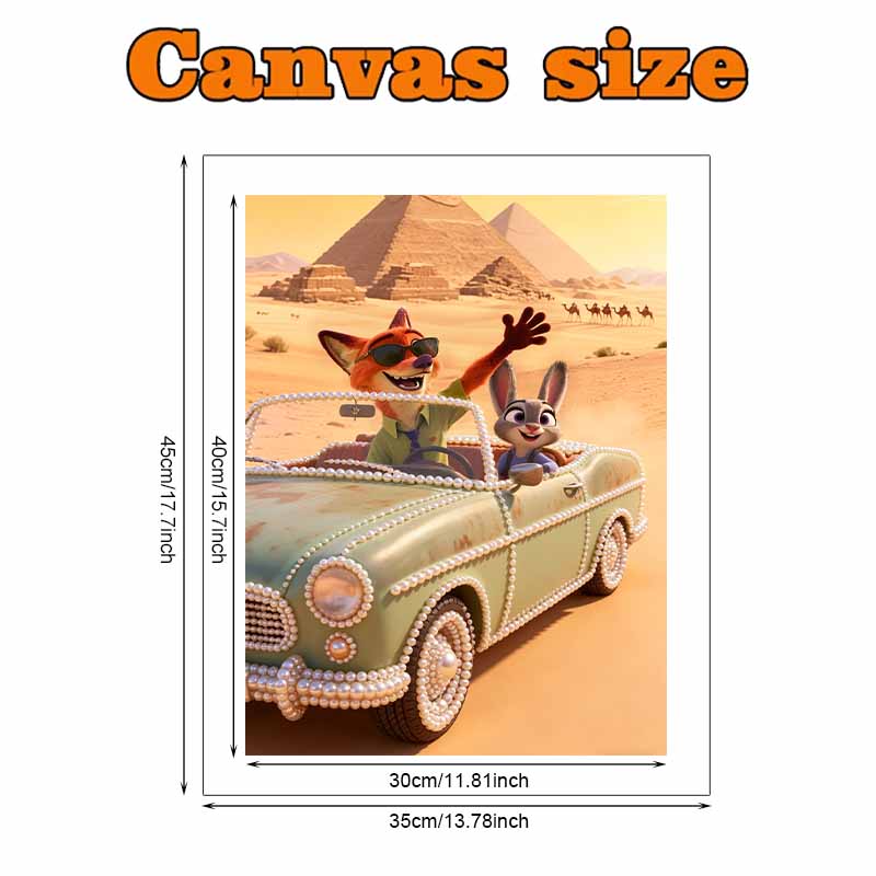 Disney Pearl Painting Zootopia Nick and Judy Handmade DIY Pearl Gem Painting Pictures Crafts Special Shape Home Wall Decoration