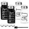 2 Pack Salt and Pepper Shakers Set, Glass Shaker with Stainless Steel Lid, Modern and Cute Farmhouse (Black and White)