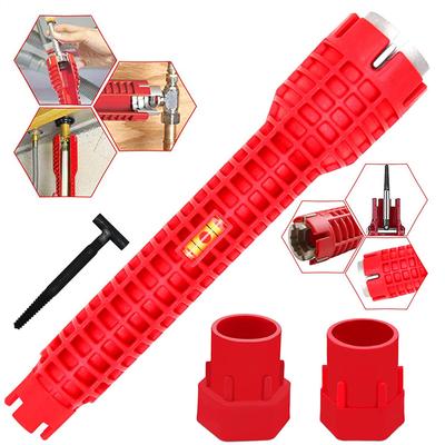 Three Headed Red Sink Wrench 8-in-1 Screw for Dismantling Water Heater Pipe Socket Wrench Manual Tool