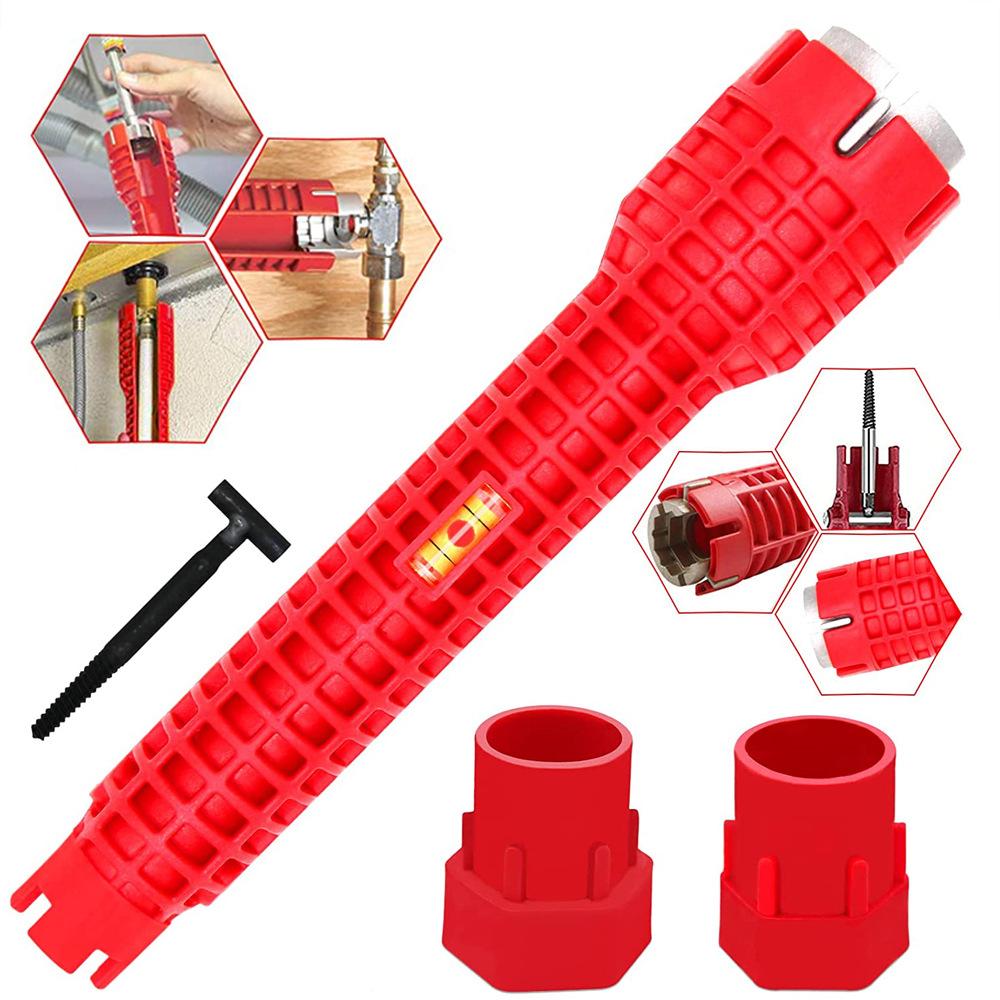 8-in-1 Water Pipe Socket Wrench Screw Removing Water Heater Water Pipe Socket Wrench Hand Tool Set Three Head Red Sink Wrench
