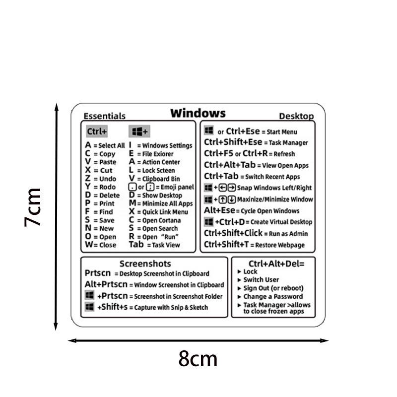 Waterproof Keyboard Shortcuts Sticker for Windows/MacBook Laptops