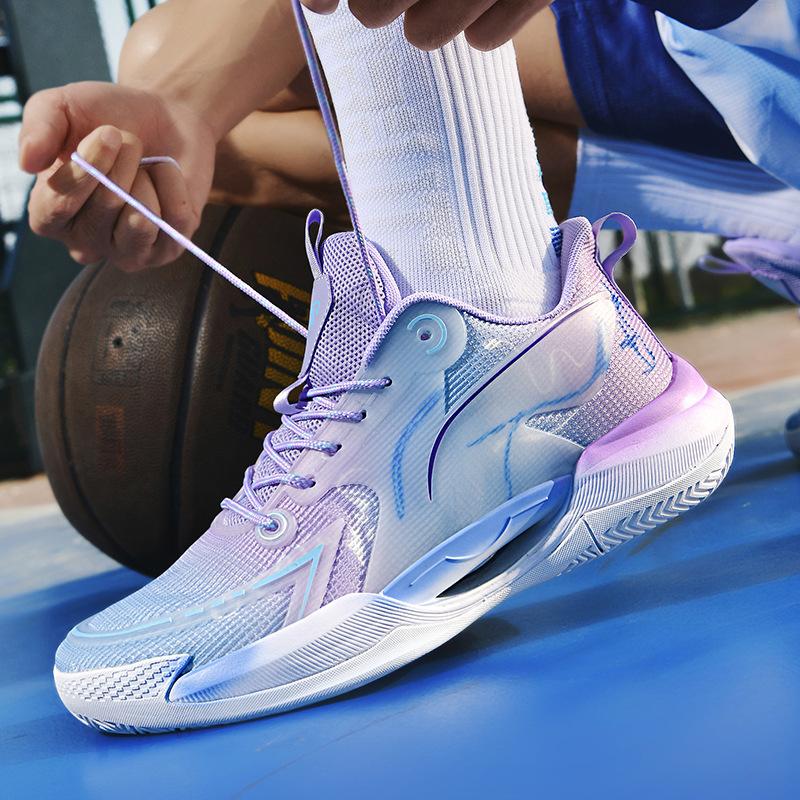 Luminous basketball shoes men's and women's combat boots rubber sole mesh middle school students teenagers middle school children sports shoes