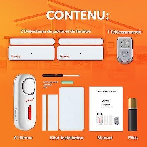Alarme maison - tiiwee - a1 - sans fil - détection de porte et fenêtre - 30 m de portée