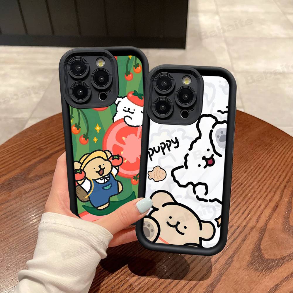 Maltese Cute Line Puppy Dog For IPhone 17 Pro Max 16 15 14 13 12 11 Plus Black Soft Phone Cover