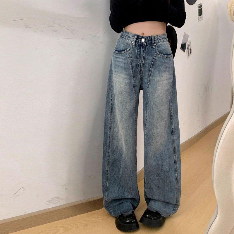 Women s 2025 Retro High-Waist Wide-Leg Jeans - Lightweight Summer American Design 4XL