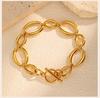 Stainless Steel Geometric Link Chain Bracelets for Women, Toggle Clasp Bangle, Minimalist Jewelry Wholesale