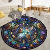 Retro Mandala Animal Round Area Rug,Carpet Rug for Living Room Bedroom Sofa Playroom Decor,Non-slip Floor Mat Q0036