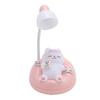 Lumină de noapte de masă formă pisică drăguță 3 luminozități protecție ochi lampă de noptieră animal pentru dormitor roz