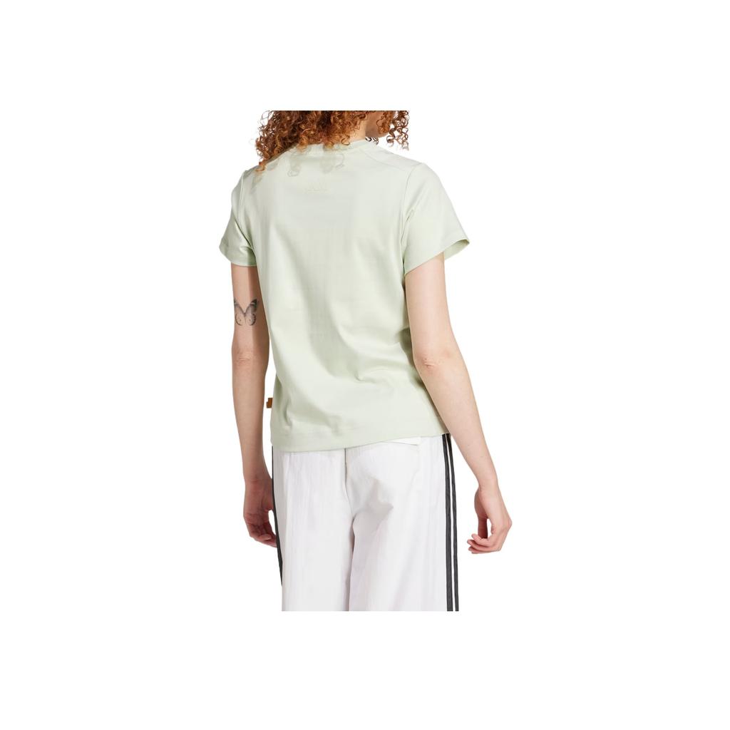 Adidas Cat Patch Graphic T-Shirt Women Tops Linen-Green JM4449