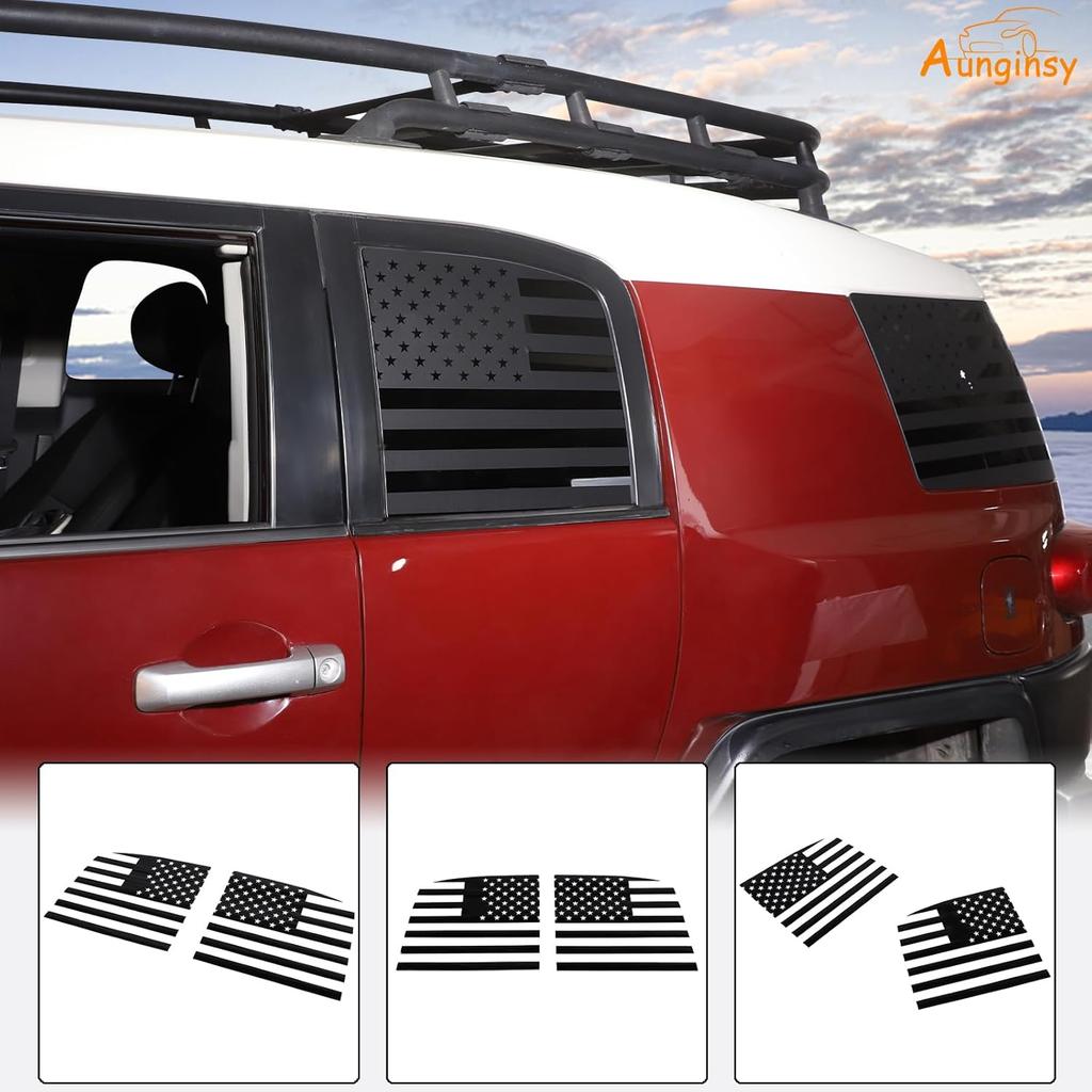 Aunginsy Rear Seat Side Window American Flag Window Decal Sticker Compatible with Toyota FJ Cruiser 2007-2024 Car Tailgate Side Window Sticker Decal