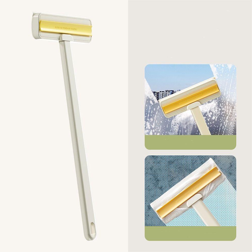 Scratch-Free Window Mesh Scraper 2 in 1 Cleaning Tool Long Handle Screen Brush  Home Maintenance