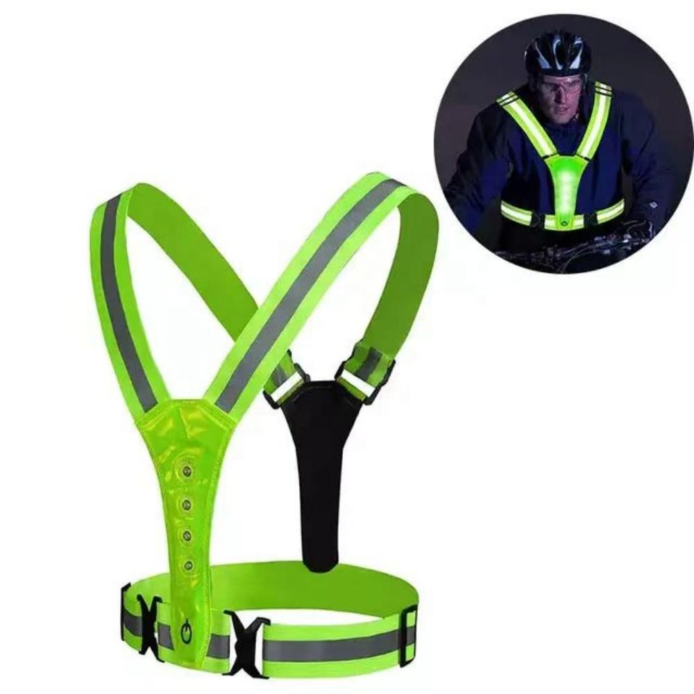 Adjustable LED Reflective Belt Safety Equipment High Visibility for Night Walking Cycling & Running