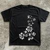 Unisex Vintage Moody Botanical Casual Tops 1pc Crew Neck Short Sleeve Grunge Diagonal White Floral Cluster Inkwash Flower Graphic Print Tees
