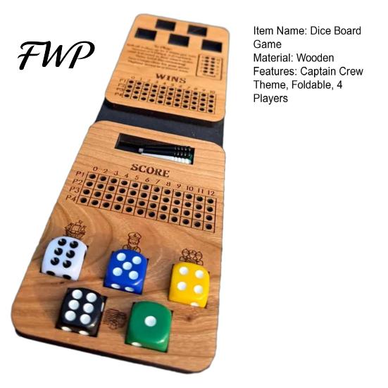 Captain Crew Würfelspiel Brettspiel, Faltbares Tischset, 4 Soziale Teambuilding-Spiele Spieler Holz für Reisen Familienabende Partys Interaktiv