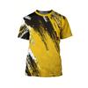Men Cool Contrast Color 3D Print T-shirts for Tie Dye Stretch Polyester Sportwear Short Sleeve Tops Summerwear