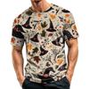 Men's Casual Quick-Dry Breathable Mesh Short Sleeve T-Shirt Lightweight Round Neck Top Halloween Print Design Suitable for Outdoor Activities