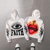 Mens Oversized Hooded Sweatshirt White Digital Print Streetwear Casual Long Sleeve