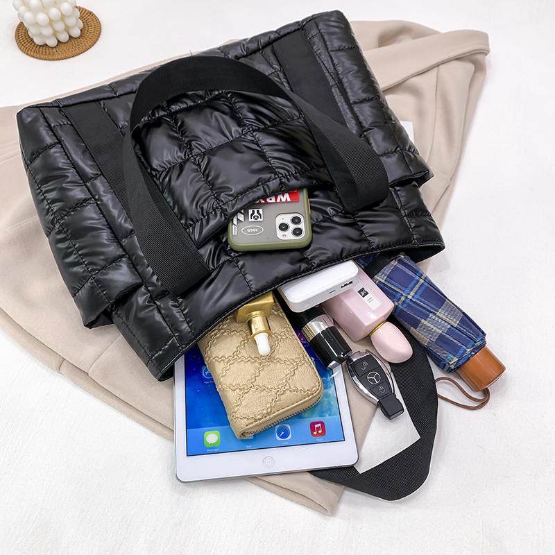 2022 Høst og vinter Ny mote Retro Gitter Space Bomullsveske Kvinners én skulder reiseveske