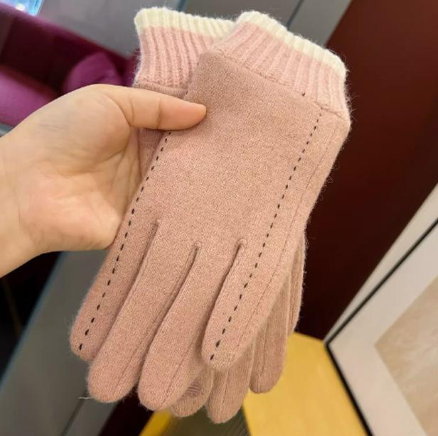 Warm Gloves for Women's Wool Korean Version of Driving Cold proof Plus Velvet Thickened Outdoor Windproof Riding Winter Touch Screen Gloves