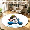 Snoopy Peanuts Personalized Round Rug Support Custom Name, Soft Home Decor Mat