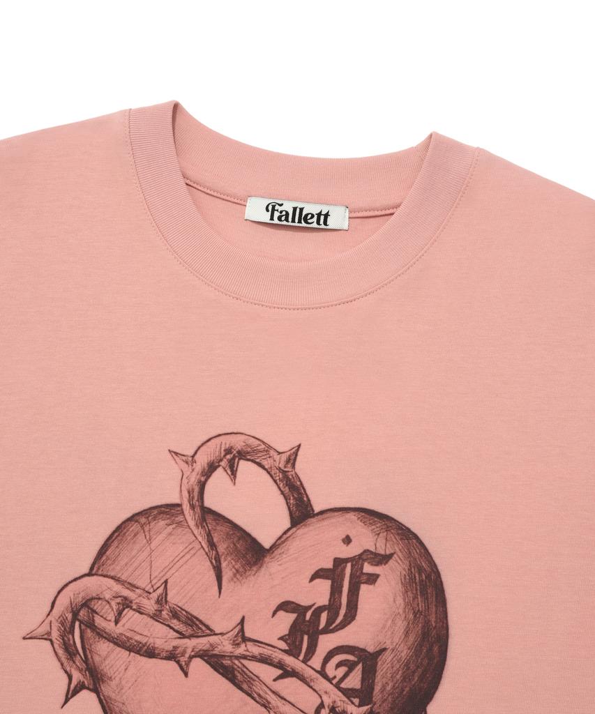 FALLETT Heart Graphic Short Sleeve T-Shirt Pink