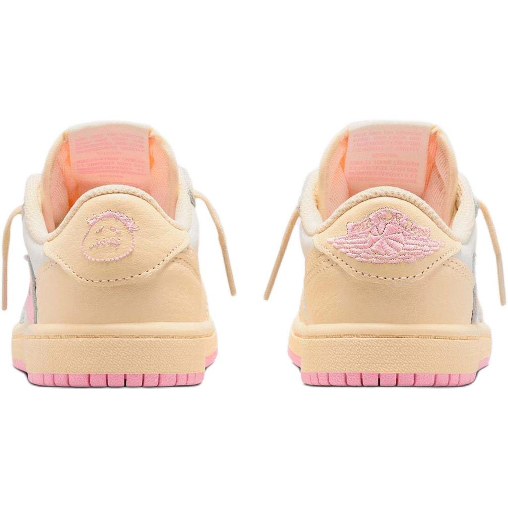 Travis Scott X Air Jordan 1 Low OG SP PS Shy Pink Kids Sneakers Muslin Sail University-Red IQ7605-100