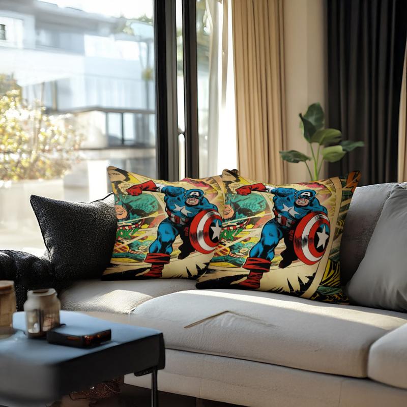 Captain America Throw Pillow With Insert Superhero Polyester Cushion For Sofa Couch Bed Kids Room Accent Pillow Marvel Fans Gift