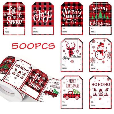 500 Sheets/set, 2.36 * 1.57 Inches, Christmas Style, Roll Pack, Holiday Thank-you Decoration Stickers, Gift Packaging, Handmade Crafts