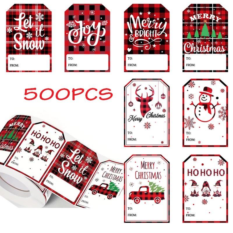 

500 листов/набор, 2,36 * 1,57 дюйма, Рождественский стиль, Рулонная упаковка, Праздничные наклейки с благодарностью для украшения, Упаковка подарков, Изделия ручной работы 500 stickers