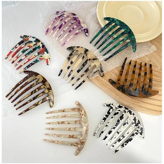 Acetate Sheet 6 Teeth Plate Hair Comb Insert Comb Hairpin Headwear Jewelry Ponytail Fork Comb Hair Clips Girls Gifts