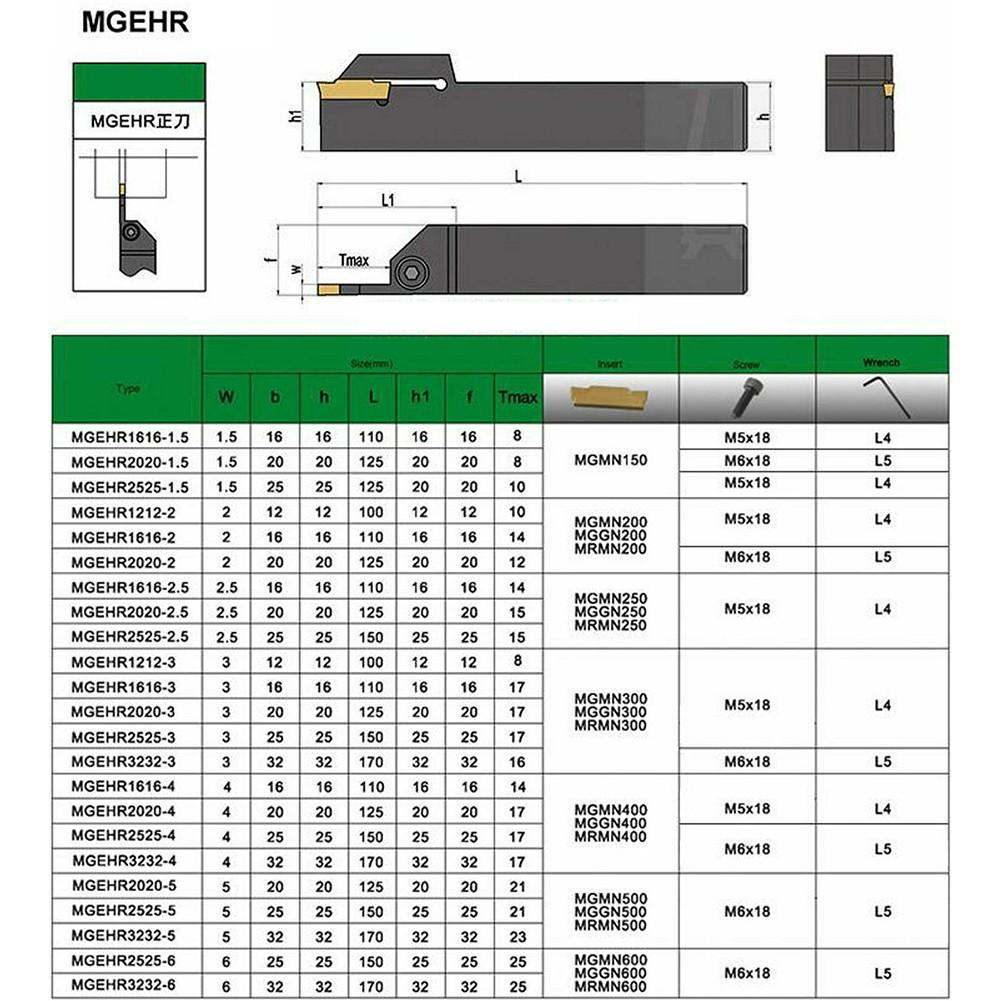 MGEHL1616-2 Lathe Turn INDEX Holder Tool + MGMN200-G 2mm Cutting Carbide Insert