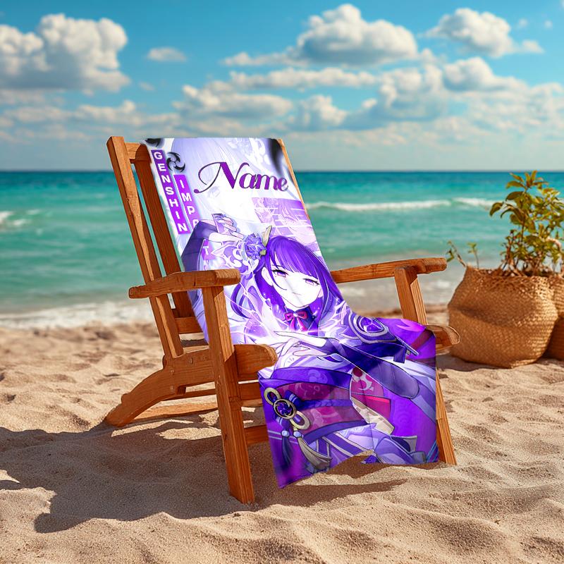 Personalized customized proof beach towel with Genshin Impact Balzebub pattern - soft, absorbent,quick-drying,perfect swimming,camping&bathing