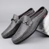 Hot Sale Mens Casual Muller Shoes Business Leather Men Half Slippers Summer Breathable Half Drag Slip-on Lazy Loafers Moccasins