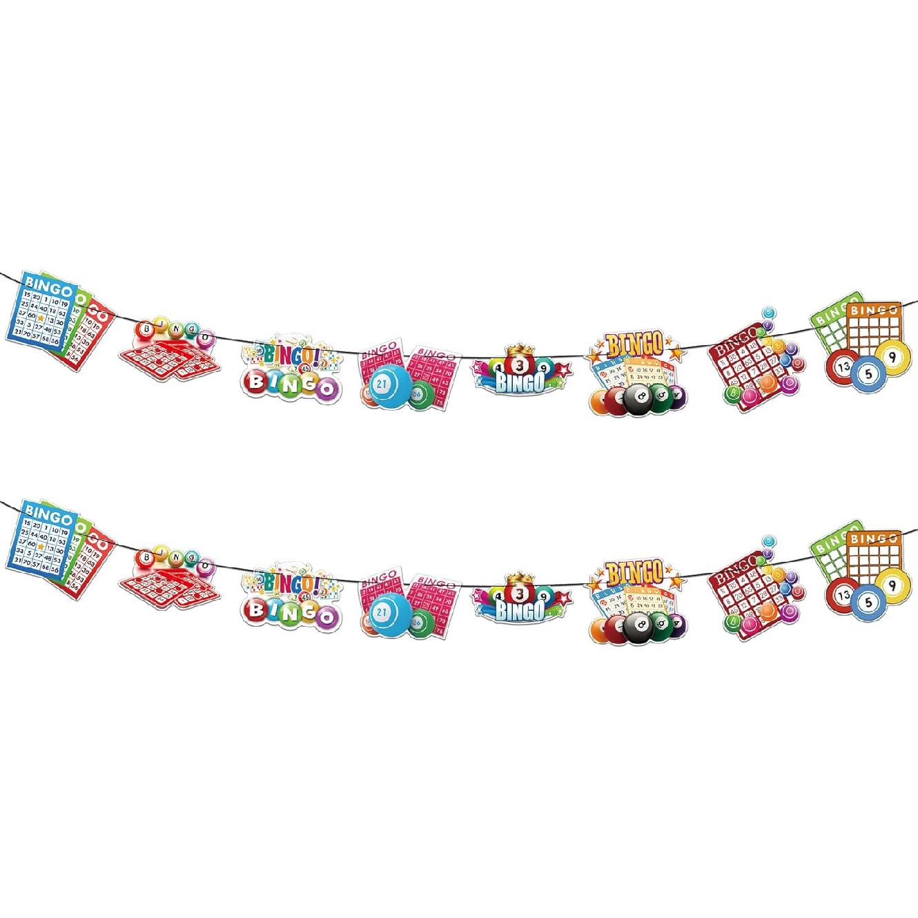 Bingo Themed Banners-2 PCS Bingo Game Night Party Supplies for Bingo Champion Birthday Carnival Events Prize Class Gifts