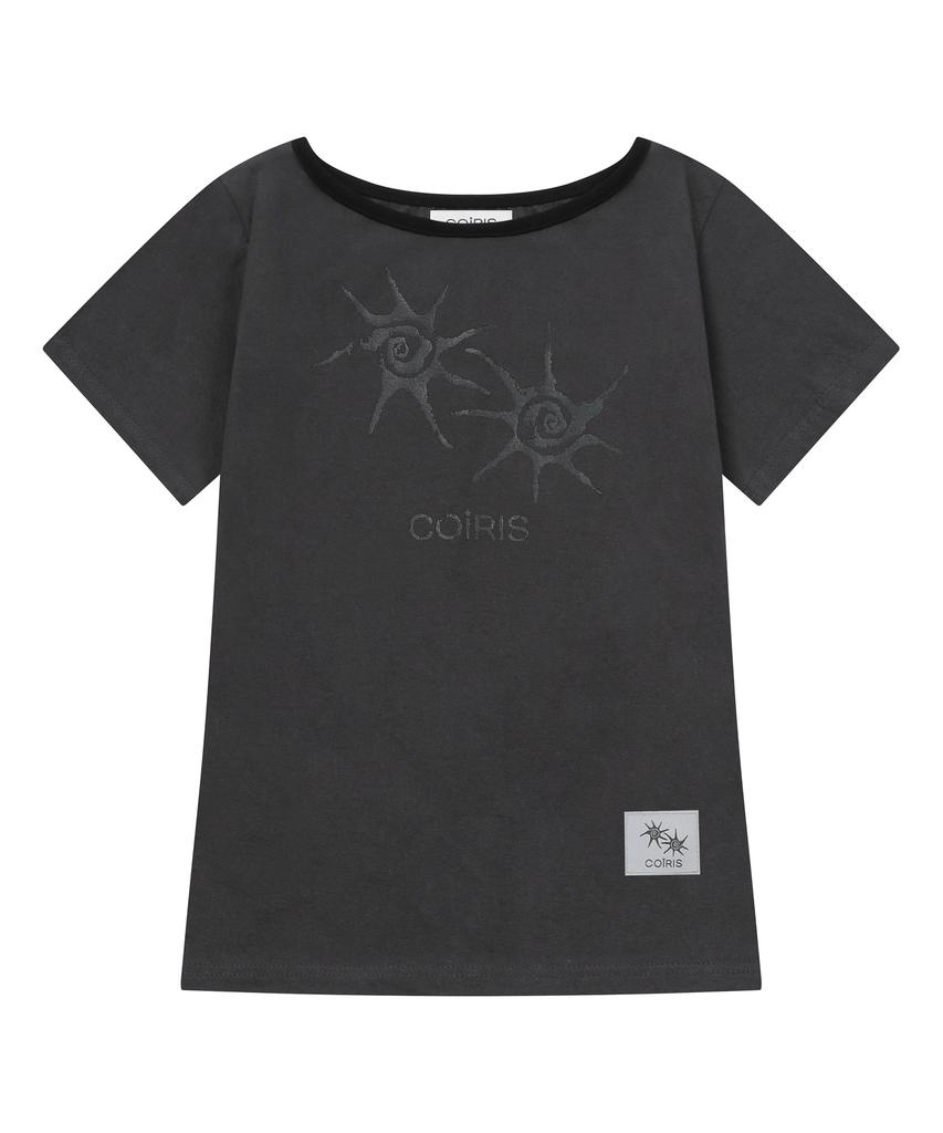 Koiliseu Soluna One-Shoulder Contrast Short Sleeve Tee (13 Colors)