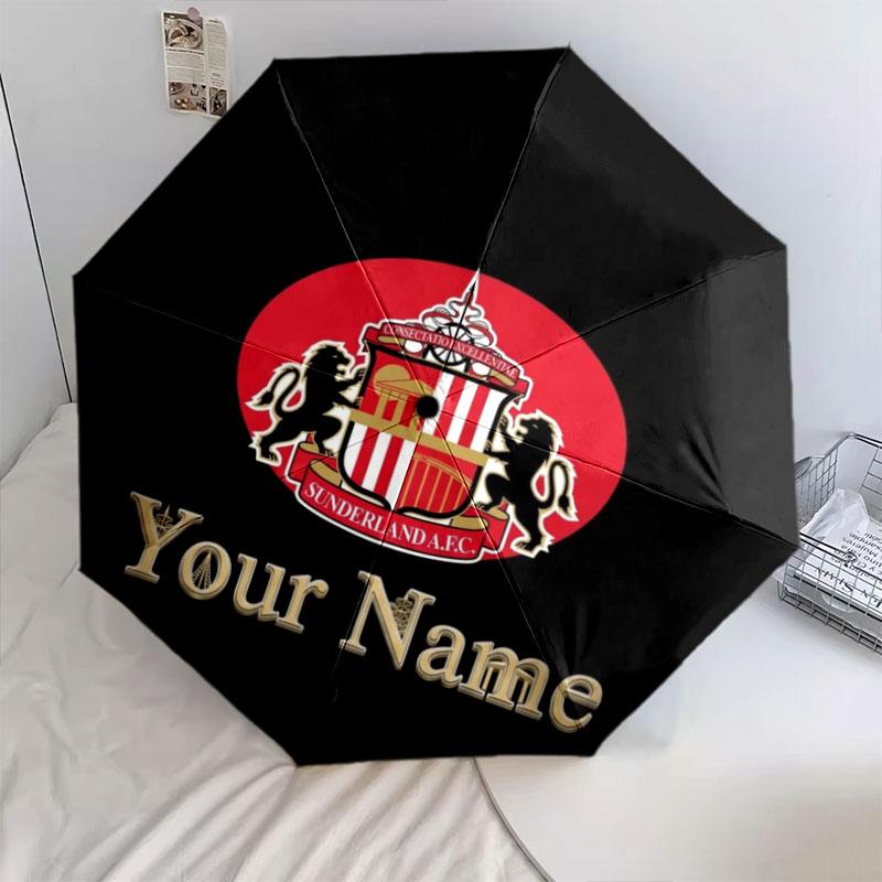 1 PC Automatic Folding Umbrella - Sunderland A.F Custom Name Pattern, Portable & Foldable Design with 8 Ribs, Christmas Birthday Gifts