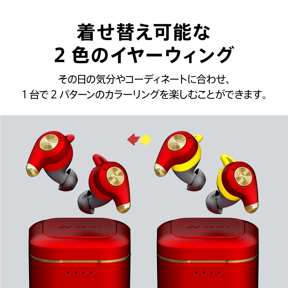 AVIOT TE-D01q2 True Wireless Earbuds Noise Cancelling Bluetooth 5.2 Microphone IPX4 Red Spinel