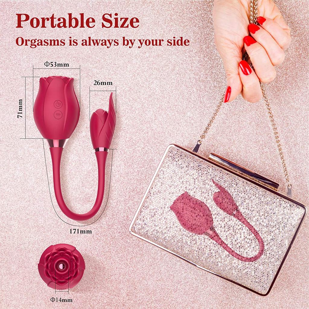 Rose Toy Vibrator pro ženy 2v1 Masážní přístroj na olizování klitorisu Stimulátor na lízání bradavek Vylézací jazyk pro dospělé Sexuální hračky pro ženy Masturbátor pro ženy