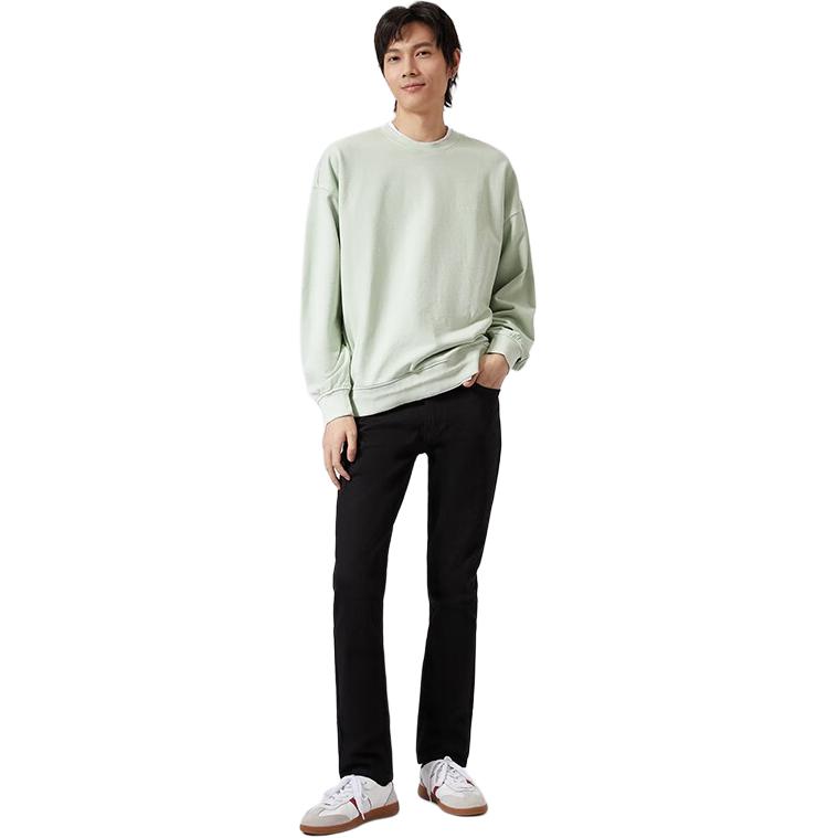 Levis SS22 Logo Embroidered Solid Color Crew Neck Cotton Long Sleeve Sweatshirt Men sweatshirt Light-Green A0717-0025