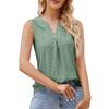 Women Sleeveless V Neck Eyelet Hollow Out Tank Top Pleated Blouse Lightweight Summer Casual Shirt