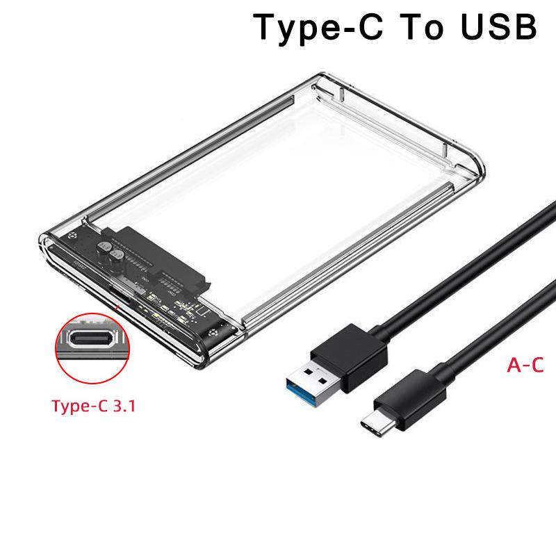 USB 3.0 SSD HDD Enclosure 2.5inch SATA SSD Hard Drive Case with 5Gbps Transfer Speed Mobile External Housing Harddisk Boxs Cable