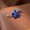 Elegant Korean Rhinestone Blue Crystal Flower Brooch Scarf Buckle - Exquisite Anti-Exposure Clothing Accessory