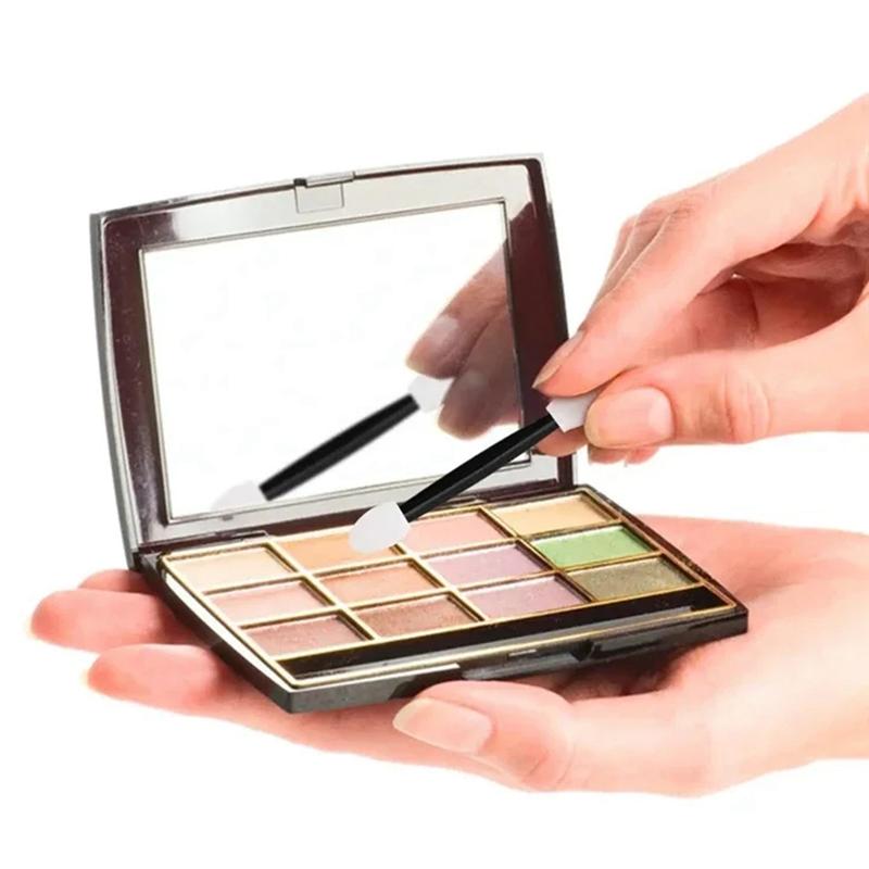 Cut 120 Pieces Disposable Double-Sided Eye Shadow Applicator Brushes Including Storage Container Sponge For Eyes Makeup