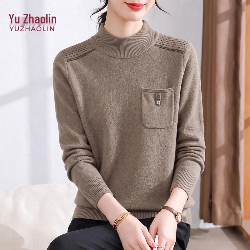 YUZHAOLIN Women's Minimalist Crew Neck Knitted Pullover
