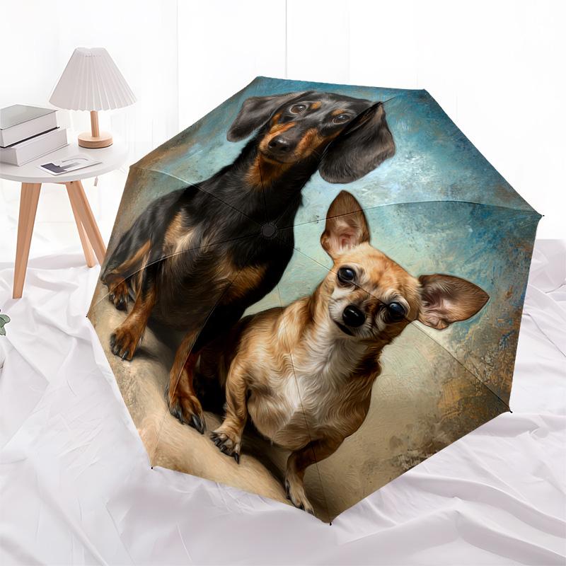 1 PC Automatic Folding Umbrella - Dogs Pattern, Portable & Foldable Design with 8 Ribs, Christmas Birthday Gifts